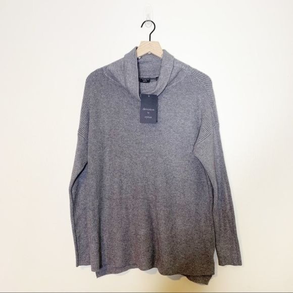 NWT Devotion by Cyrus Charcoal Rib Knit Long Sleeve Cowl Neck Sweater Small - Picture 3 of 11